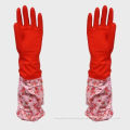 Home Use Red Thick Latex Gloves With Cotton Cloth And Pvc Cloth Inside